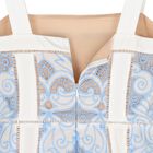 Girls White & Blue Embroidery Maxi Dress, 1, hi-res
