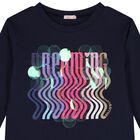 توب بنات بأكمام مطرز بالترتر باللون الكحلي , 1, hi-res