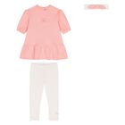 Younger Girls Pink & White Logo Leggings Set, 1, hi-res