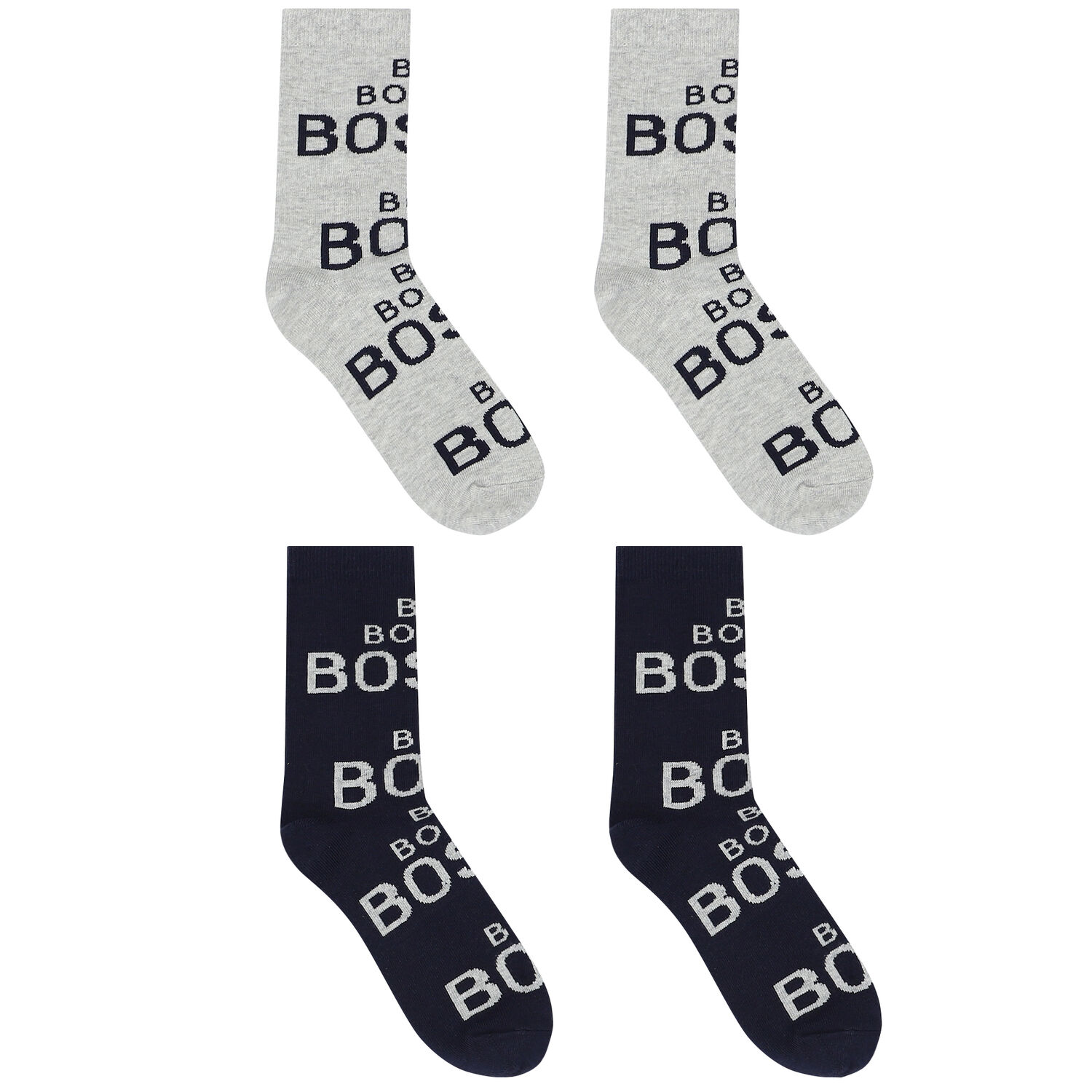 Boys Navy & Grey Logo Socks ( 2-Pack ), 1, hi-res