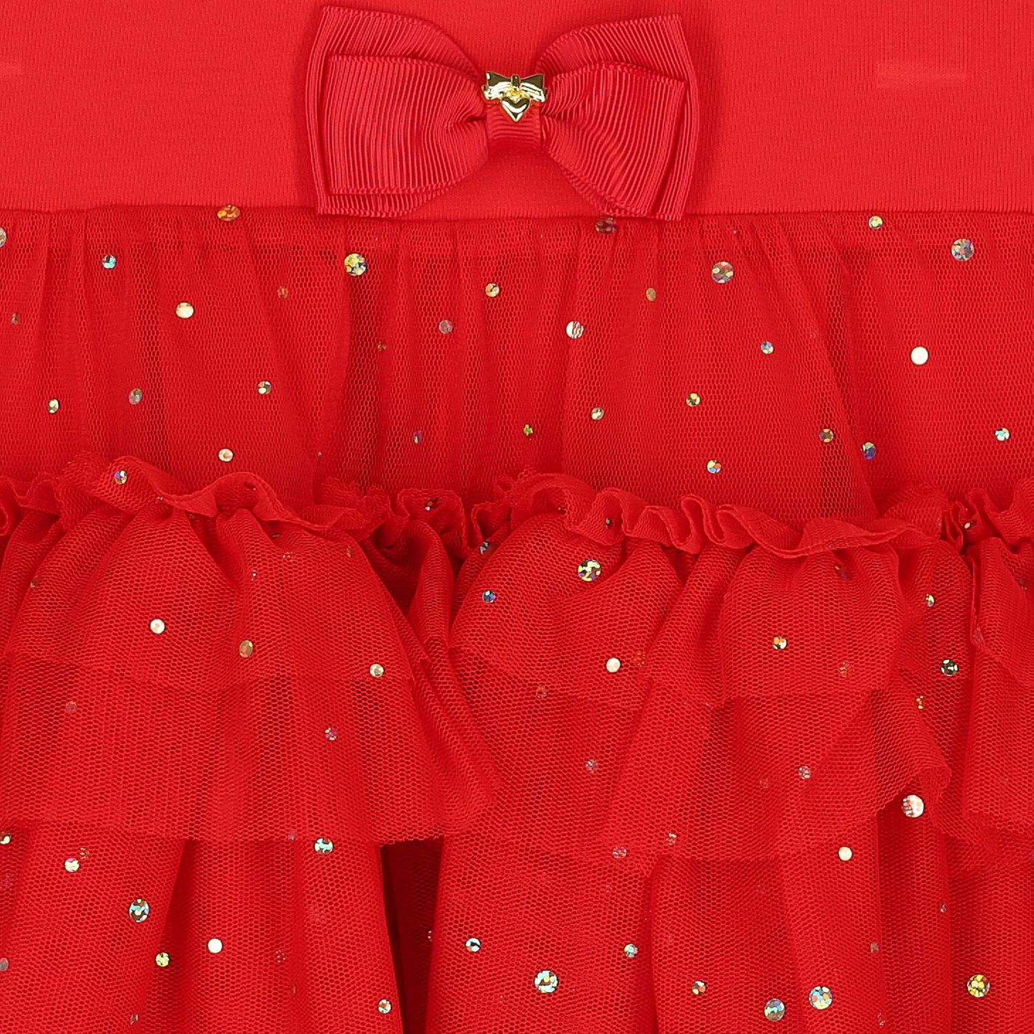 Girls Red Embellished Tulle Skirt, 2, hi-res