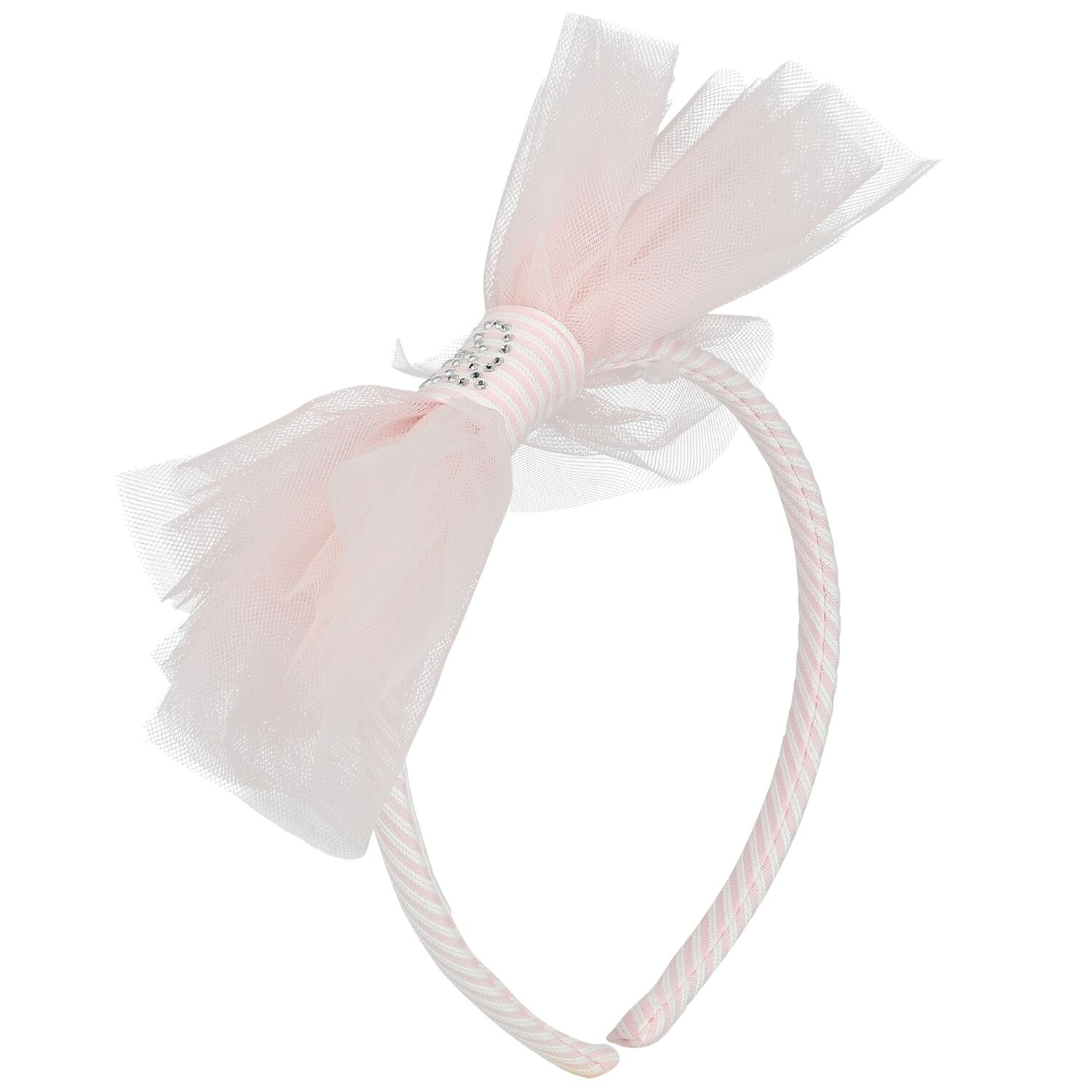 Girls Pink Tulle Bow Headband, 1, hi-res