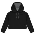 Girls Black Hooded Tracksuit, 2, hi-res