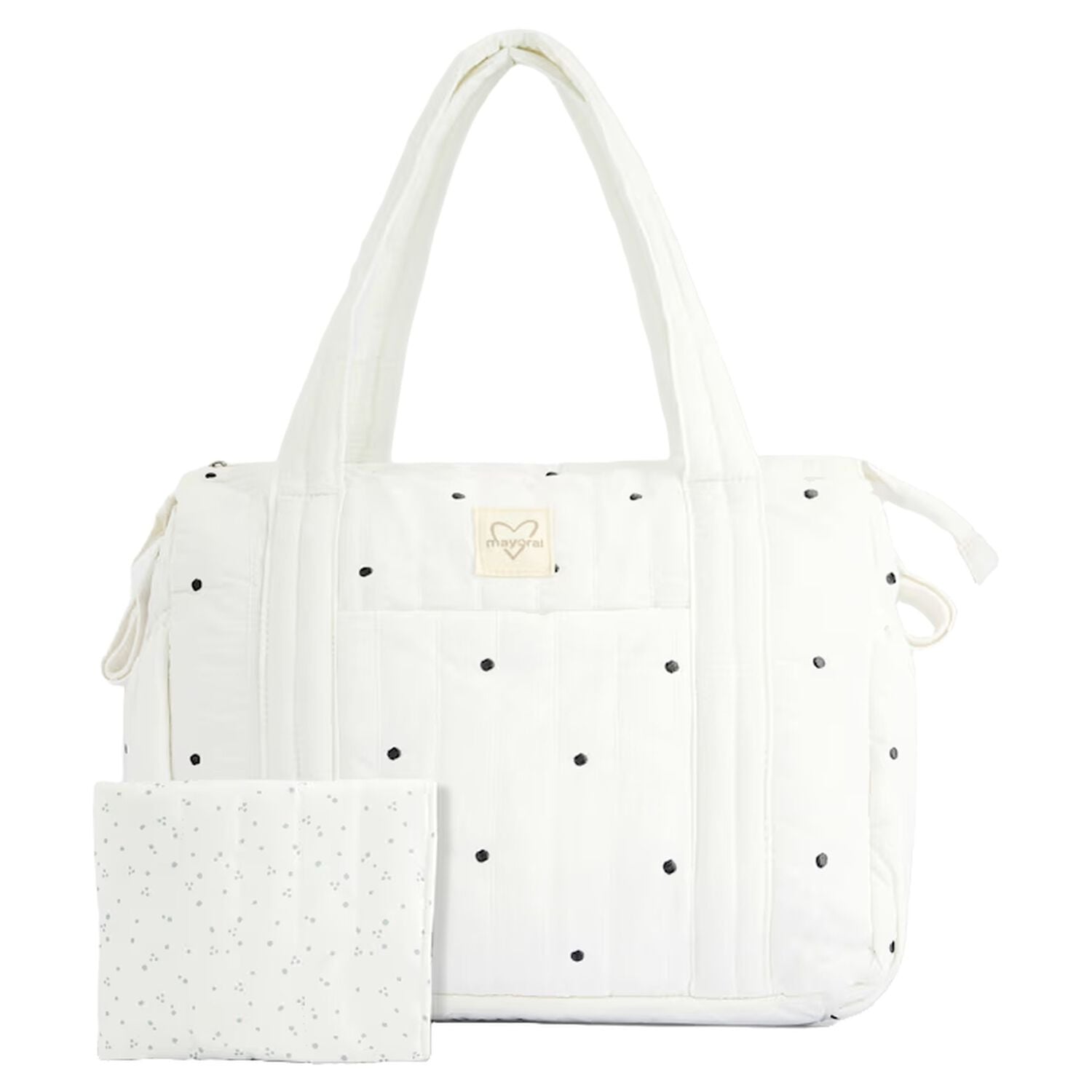 White Polka Dot Baby Changing Bag ( 27cm ), 1, hi-res