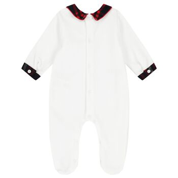 Baby Boys White Tartan Babygrow