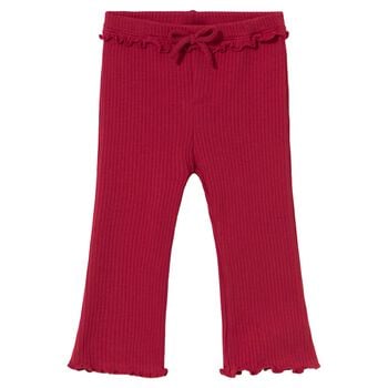 Younger Girls Red Ribbed Leggings