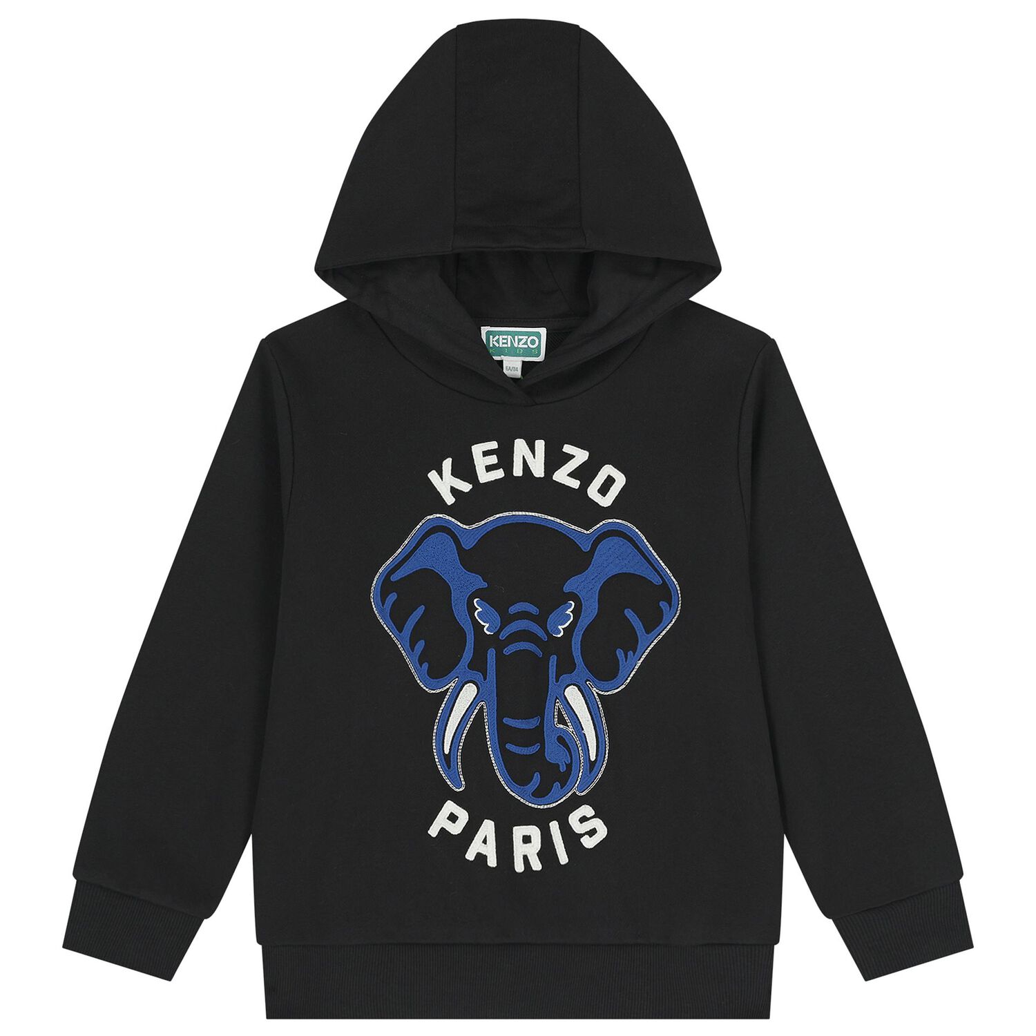 Boys Black Elephant Logo Hooded Top, 1, hi-res