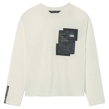 Boys Ivory Long Sleeve Top