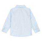Younger Boys Blue Jacquard Logo Shirt, 1, hi-res