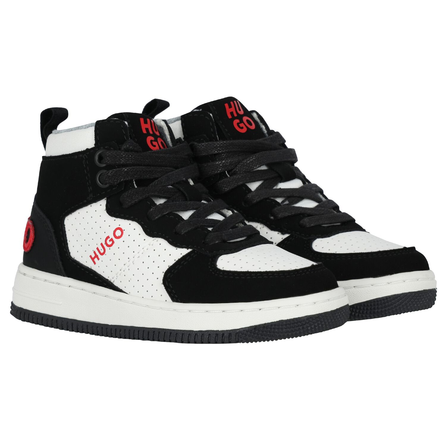 Boys Black & White Logo Trainers, 1, hi-res image number null