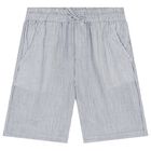 Boys White & Navy Striped Shorts Set, 1, hi-res