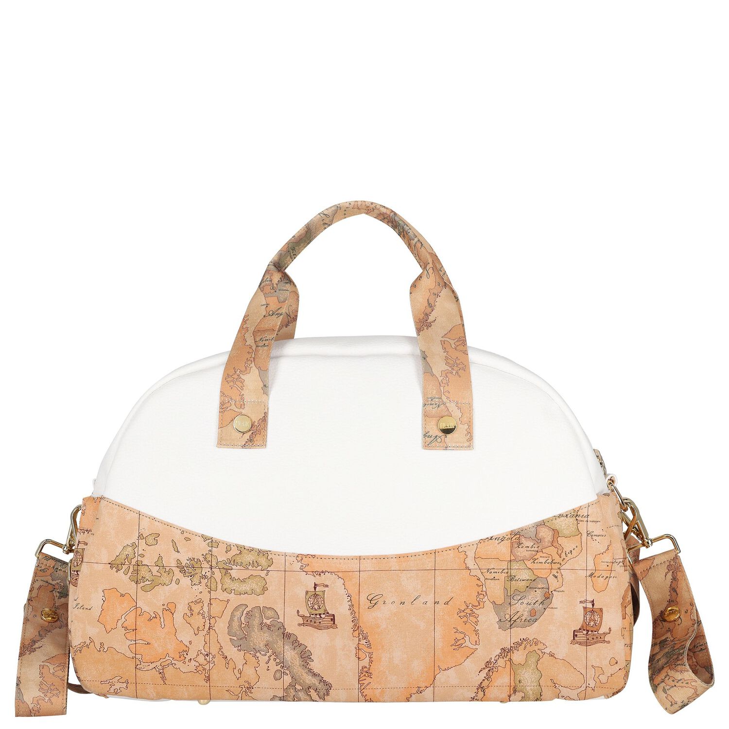 White & Beige Geo Map Baby Changing Bag, 1, hi-res