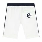 Younger Boys White Jersey Shorts, 1, hi-res
