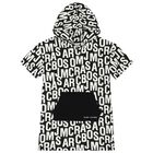 Girls Black & White Logo Hooded Dress, 1, hi-res