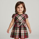 طقم فستان تارتان للبنات باللون الأحمر والأخضر, 1, hi-res