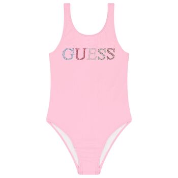 Girls Pink Logo Swimsuit