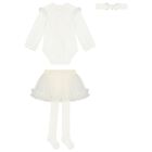 طقم بنات تنورة تول مزينة باللون العاجي , 1, hi-res