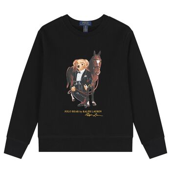 Boys Black Polo Bear Sweatshirt