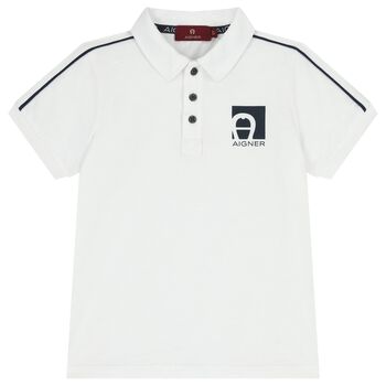 Boys White Logo Polo Shirt