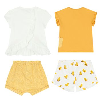 Baby Girls Yellow & White 4 Piece Short Set
