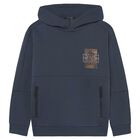 Boys Navy Blue Hooded Top, 1, hi-res