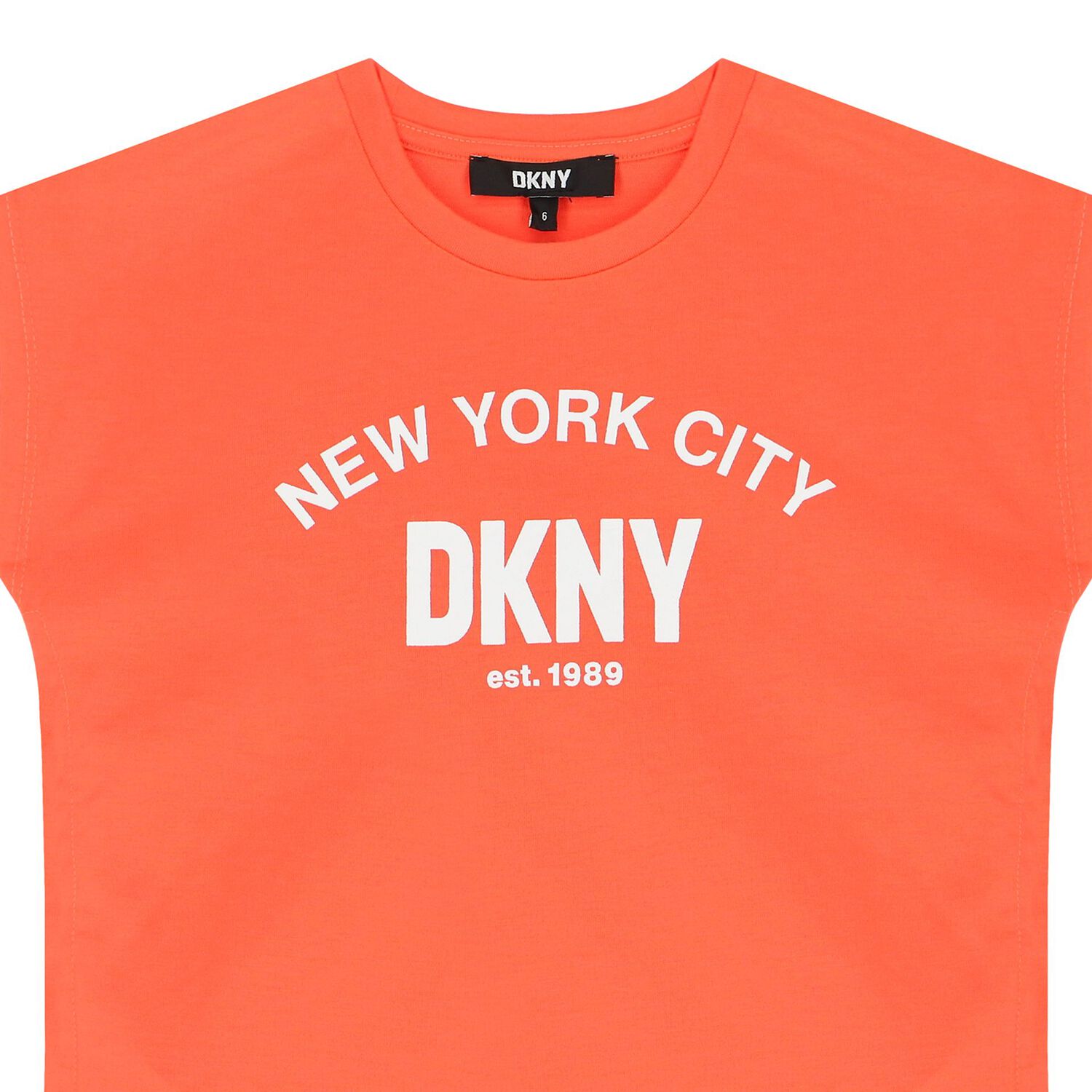 Girls Neon Orange Logo Top, 2, hi-res