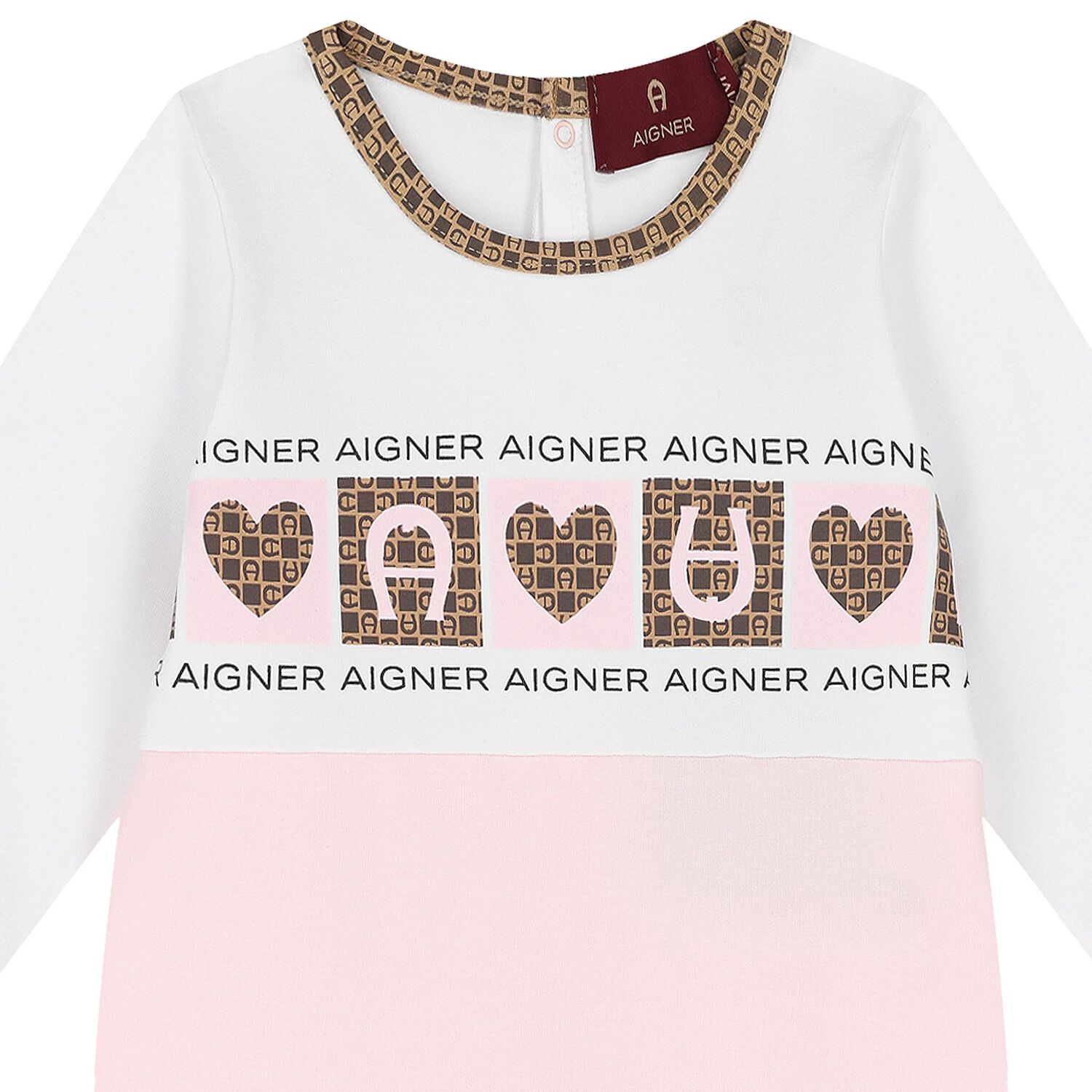 Baby Girls White & Pink Logo Babygrow, 2, hi-res