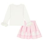 Girls Ivory & Pink Carousel Skirt Set, 1, hi-res