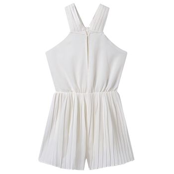 Girls Ivory Pleated Playsuit
