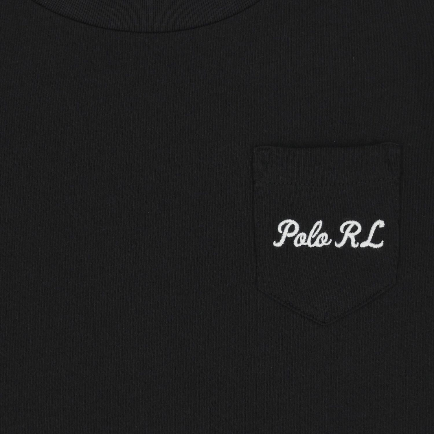 Boys Black Polo Bear Long Sleeve Top, 1, hi-res