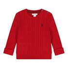 Red Logo Cable Knit Baby Jumper, 1, hi-res