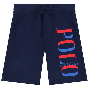 Boys Navy Blue Logo Shorts