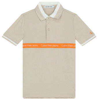 Boys Beige Logo Polo Shirt