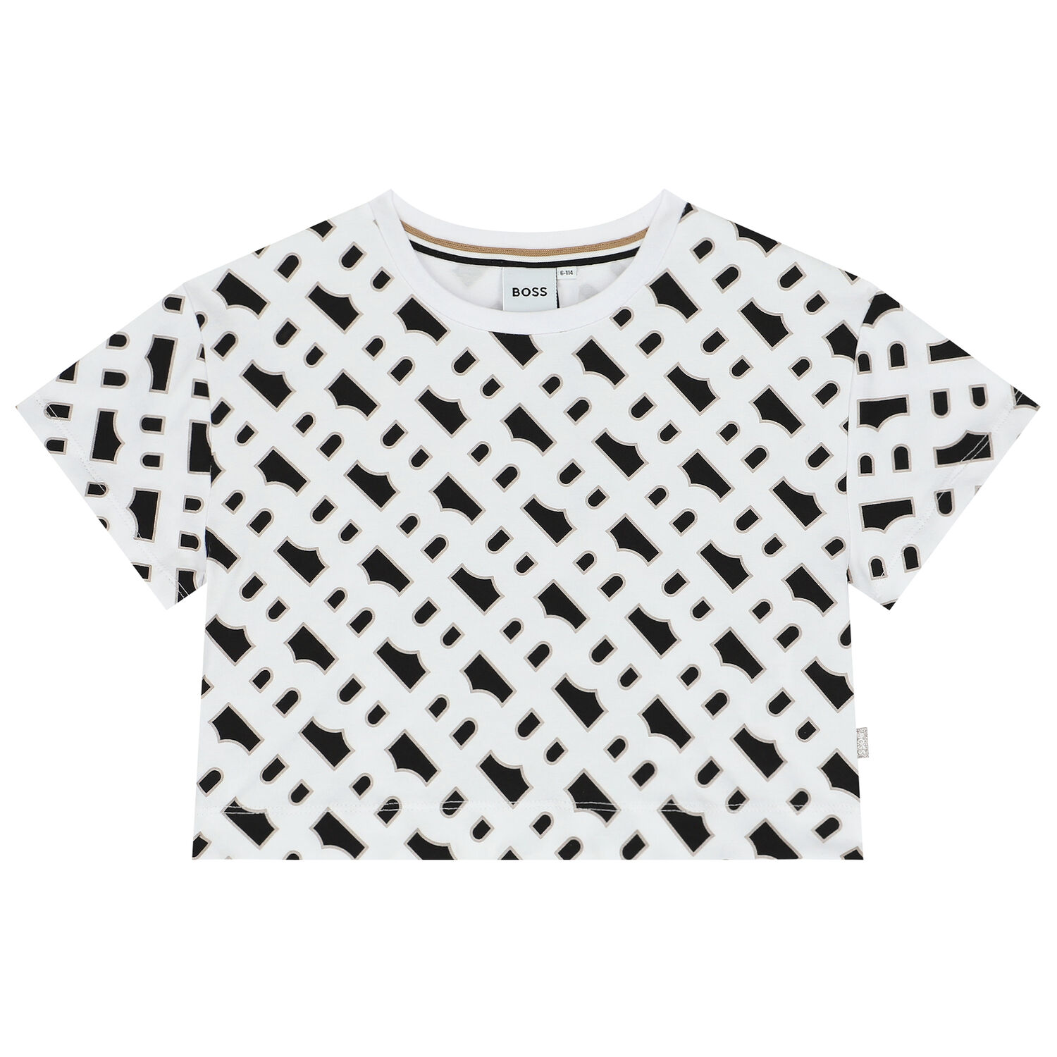 تيشيرت بنات بالشعار باللون الابيض, 1, hi-res image number null