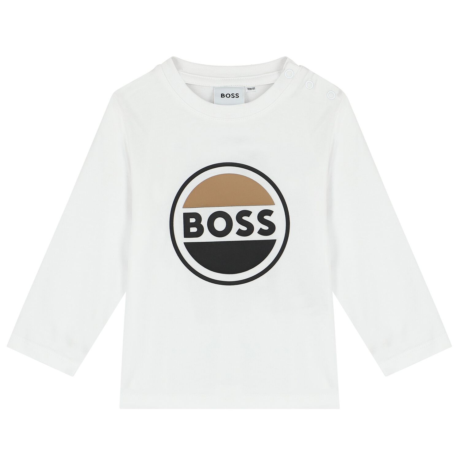 Younger Boys White Logo Long Sleeve Top, 2, hi-res image number null
