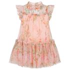 Girls Pink Rose Tulle Dress, 4, hi-res
