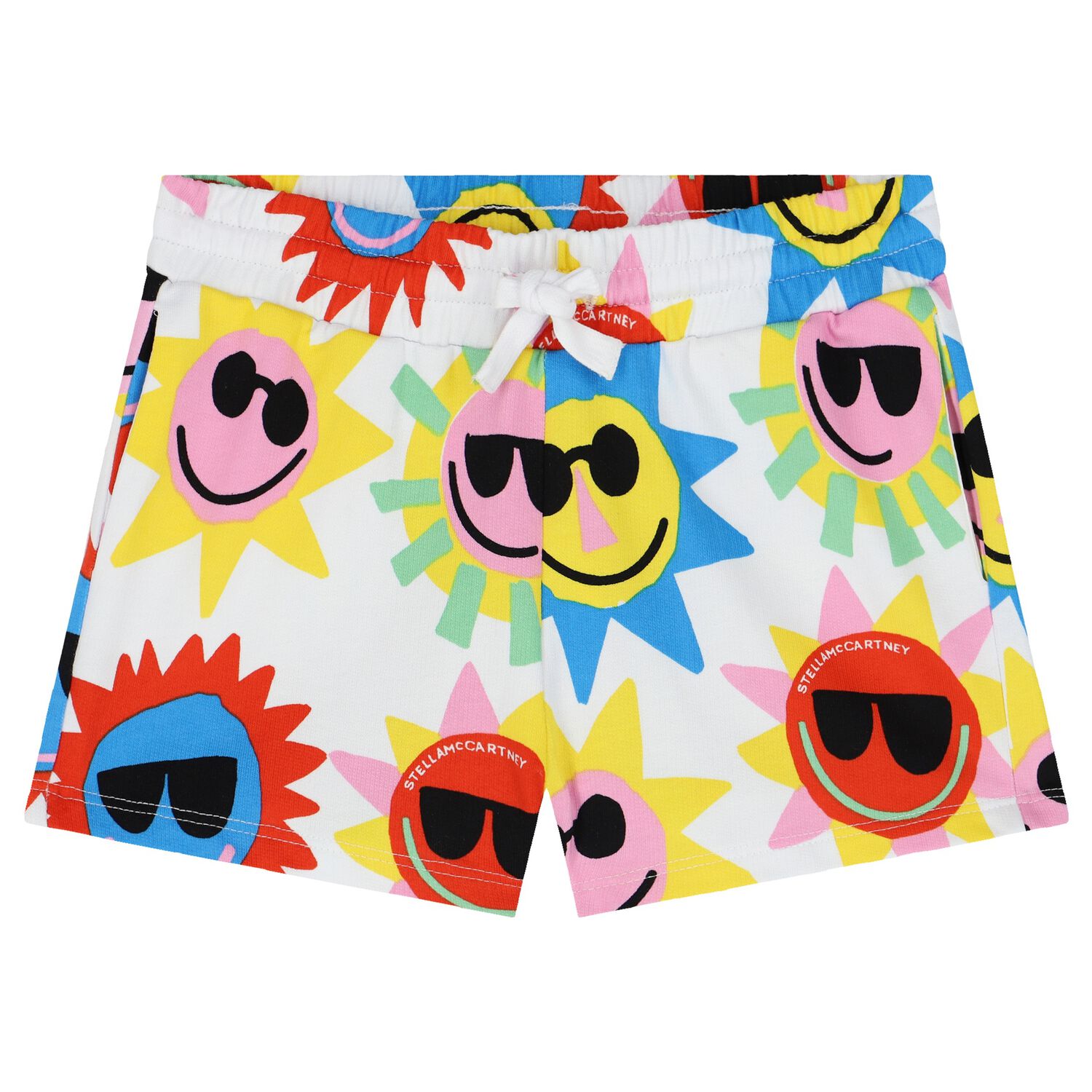 Girls White Sun Shorts, 1, hi-res