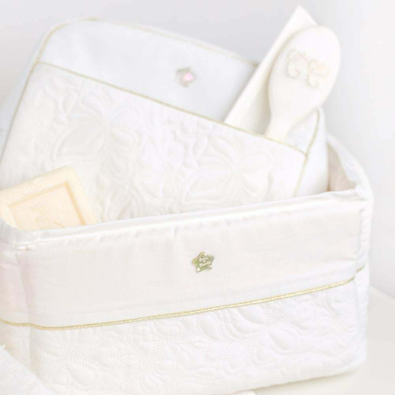 Baby White & Gold Accessory Basket, 1, hi-res image number null