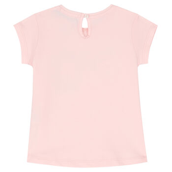 Younger Girls Pink Logo Cotton T-Shirt