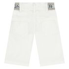 Younger Boys White Logo Shorts, 1, hi-res