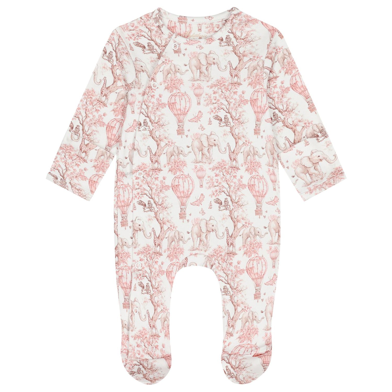 طقم هدايا ملابس أطفال بشعار افريقيا باللون الابيض والوردي للبنات, 2, hi-res