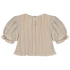 طقم بنطلون للبنات باللون البيج والفضي , 1, hi-res