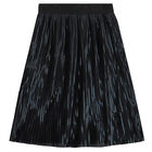 Girls Navy Logo Pleated Skirt, 1, hi-res