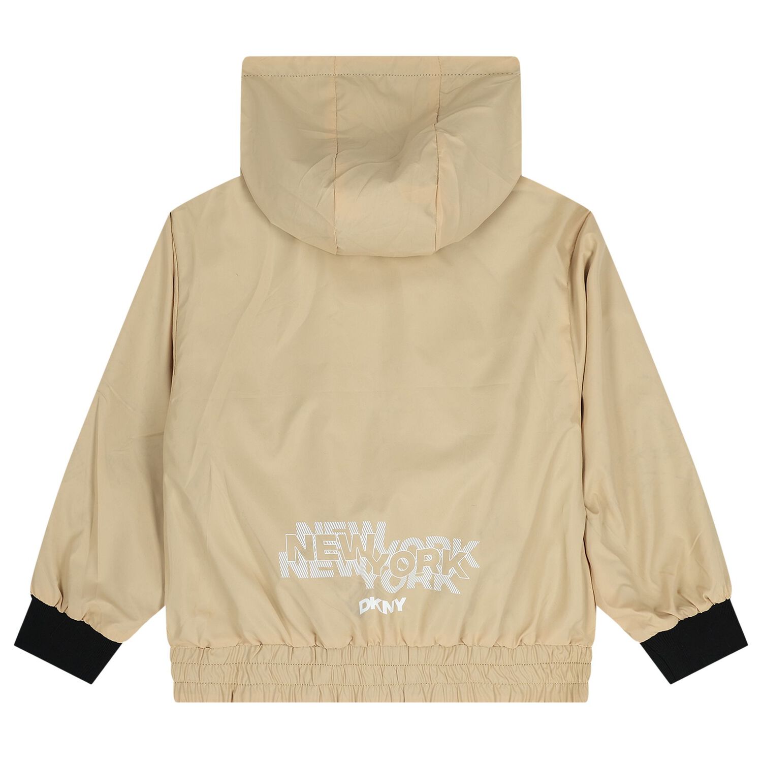 Boys Black & Beige Reversible Hooded Zip Up Top, 1, hi-res