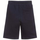 Boys Navy Blue Jersey Shorts, 1, hi-res
