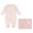 Baby Girls Pink Angel Wings Babygrow Set, 2, hi-res
