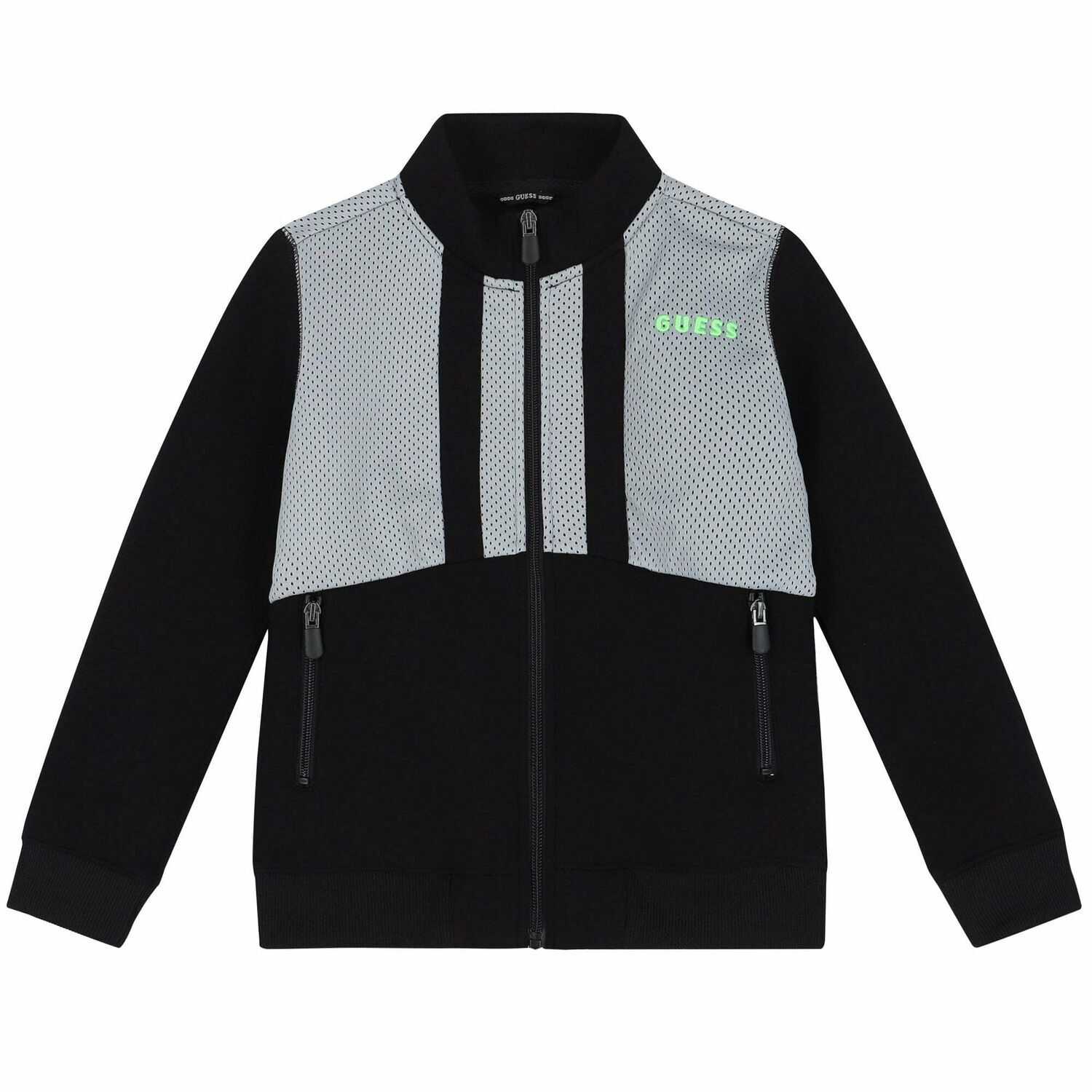 Boys Black & Grey Logo Zip Up Top, 1, hi-res