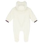 Ivory Bear Fleece Baby Pramsuit, 1, hi-res