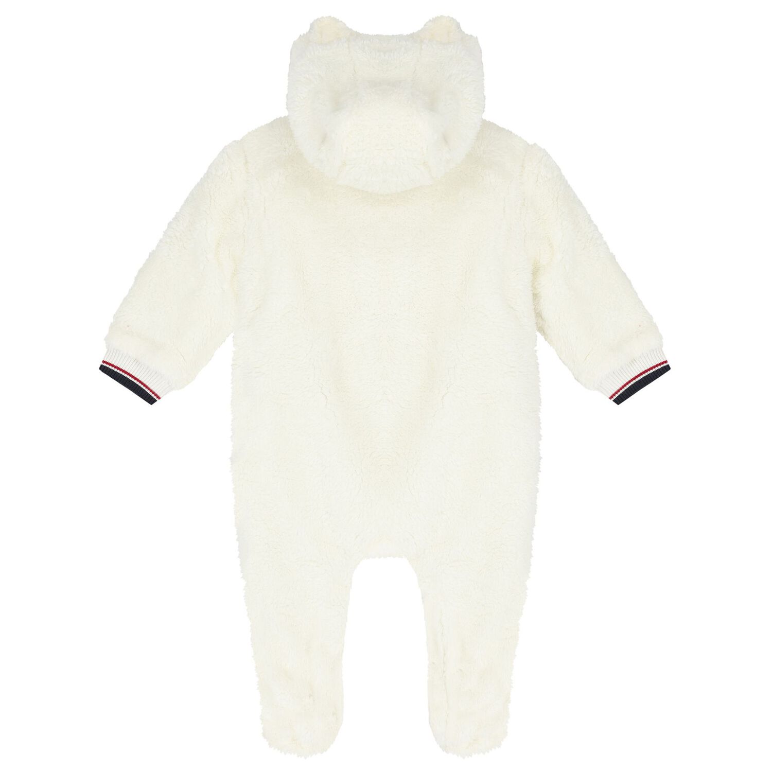 Ivory Bear Fleece Baby Pramsuit, 1, hi-res