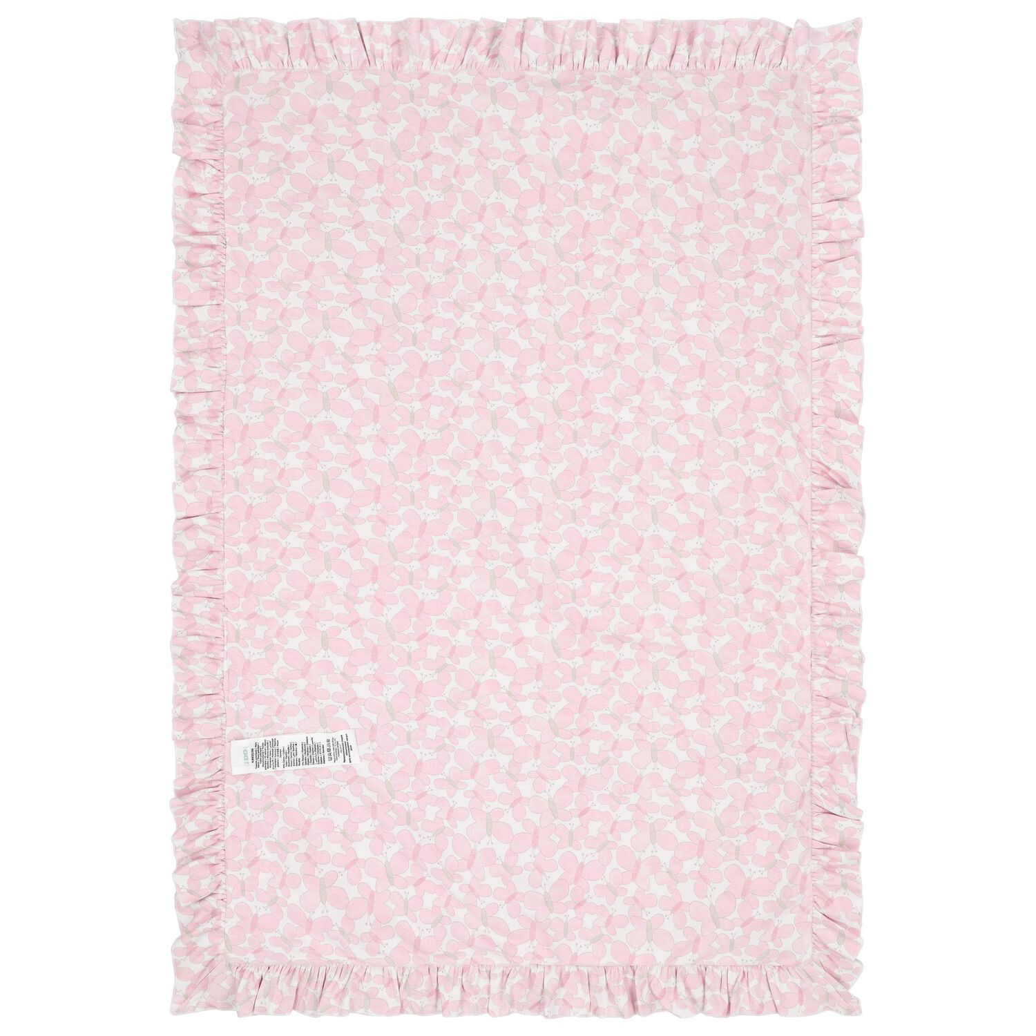 Baby Girls Pink Butterfly Ruffled Blanket, 1, hi-res